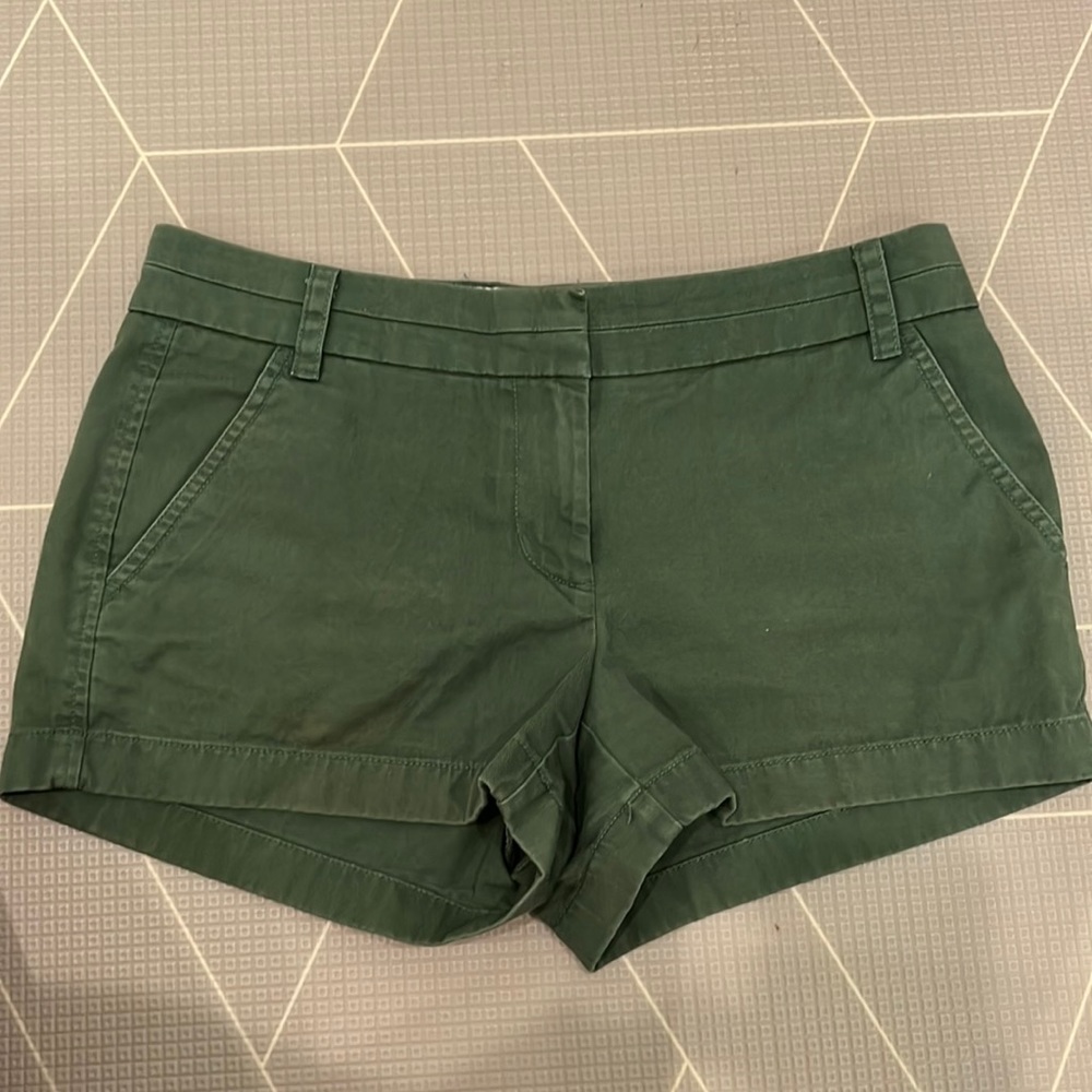 J Crew Forest Green 100% Cotton Chino Shorts sz 4